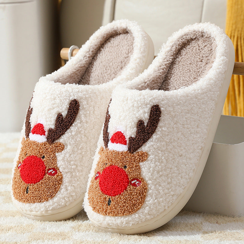 Christmas Elk Cotton Slippers