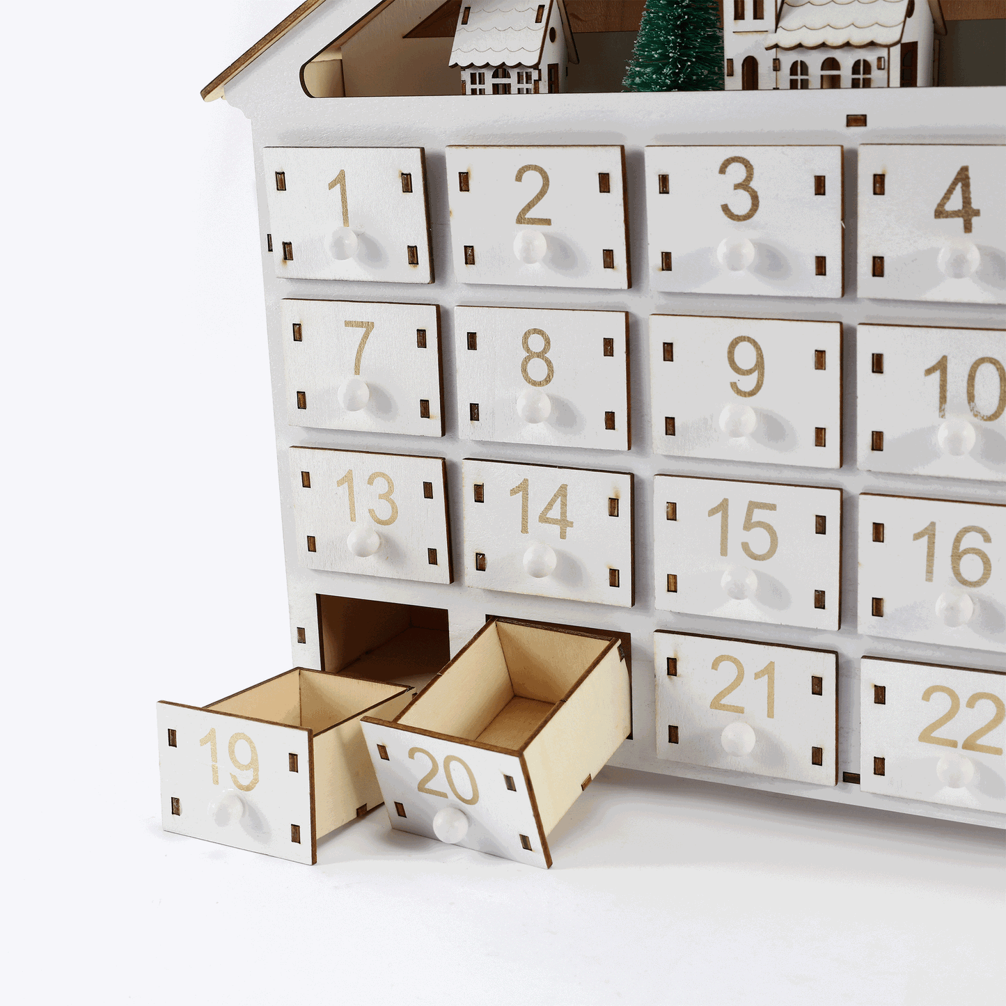 White 24-day Countdown Christmas Calendar Box