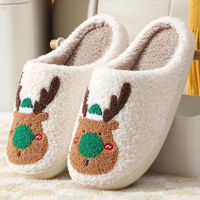 Christmas Elk Cotton Slippers