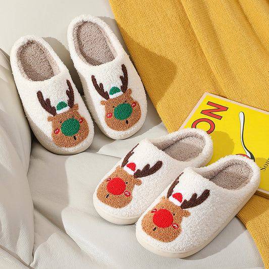 Christmas Elk Cotton Slippers