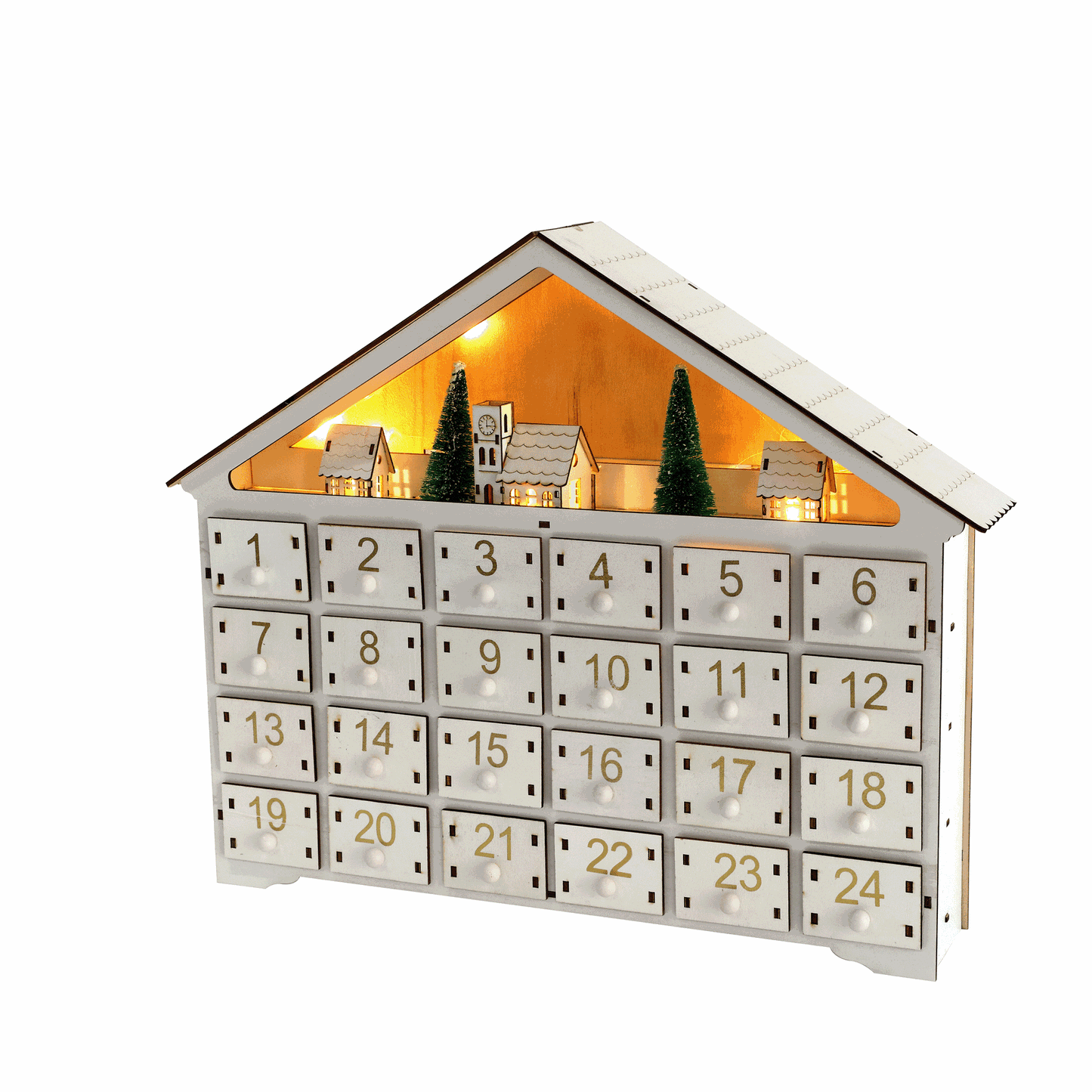 White 24-day Countdown Christmas Calendar Box