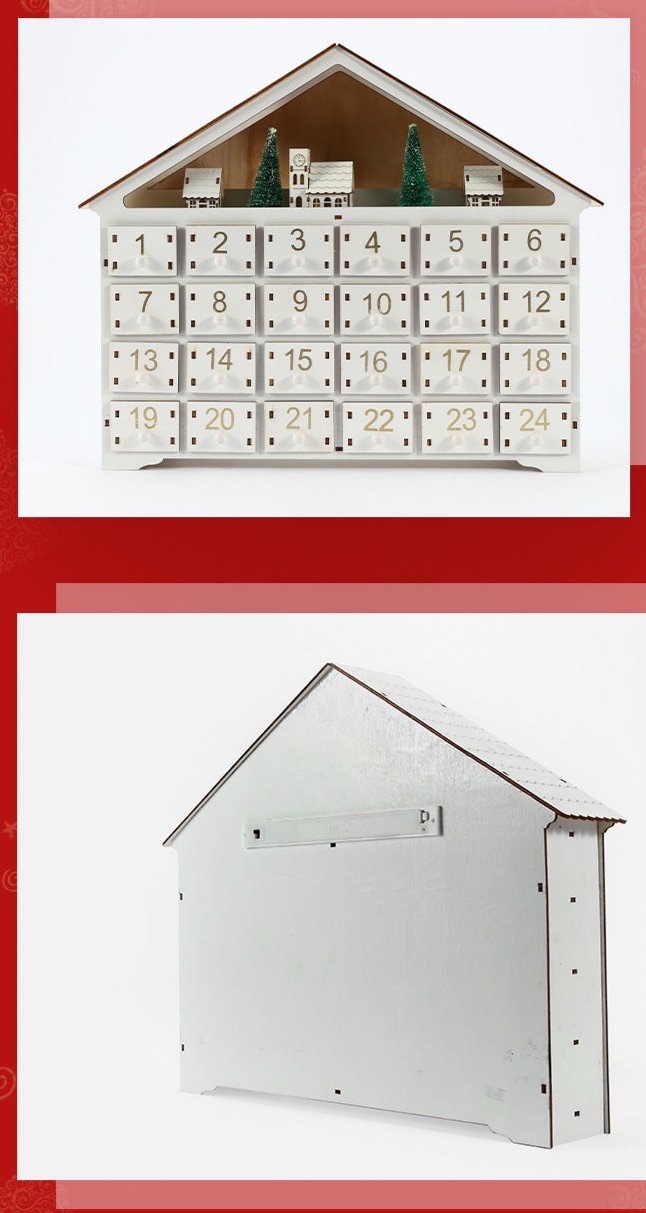 White 24-day Countdown Christmas Calendar Box