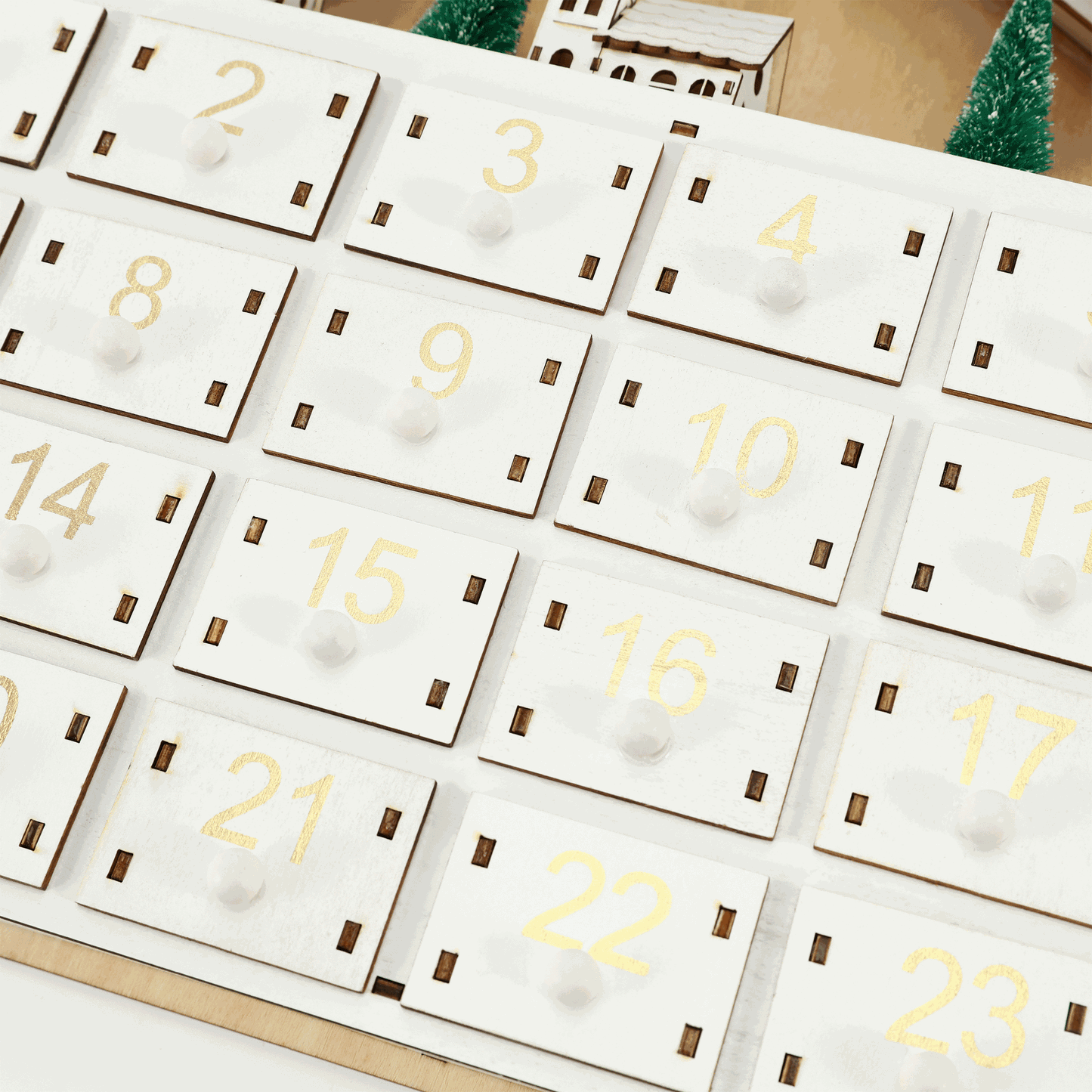 White 24-day Countdown Christmas Calendar Box